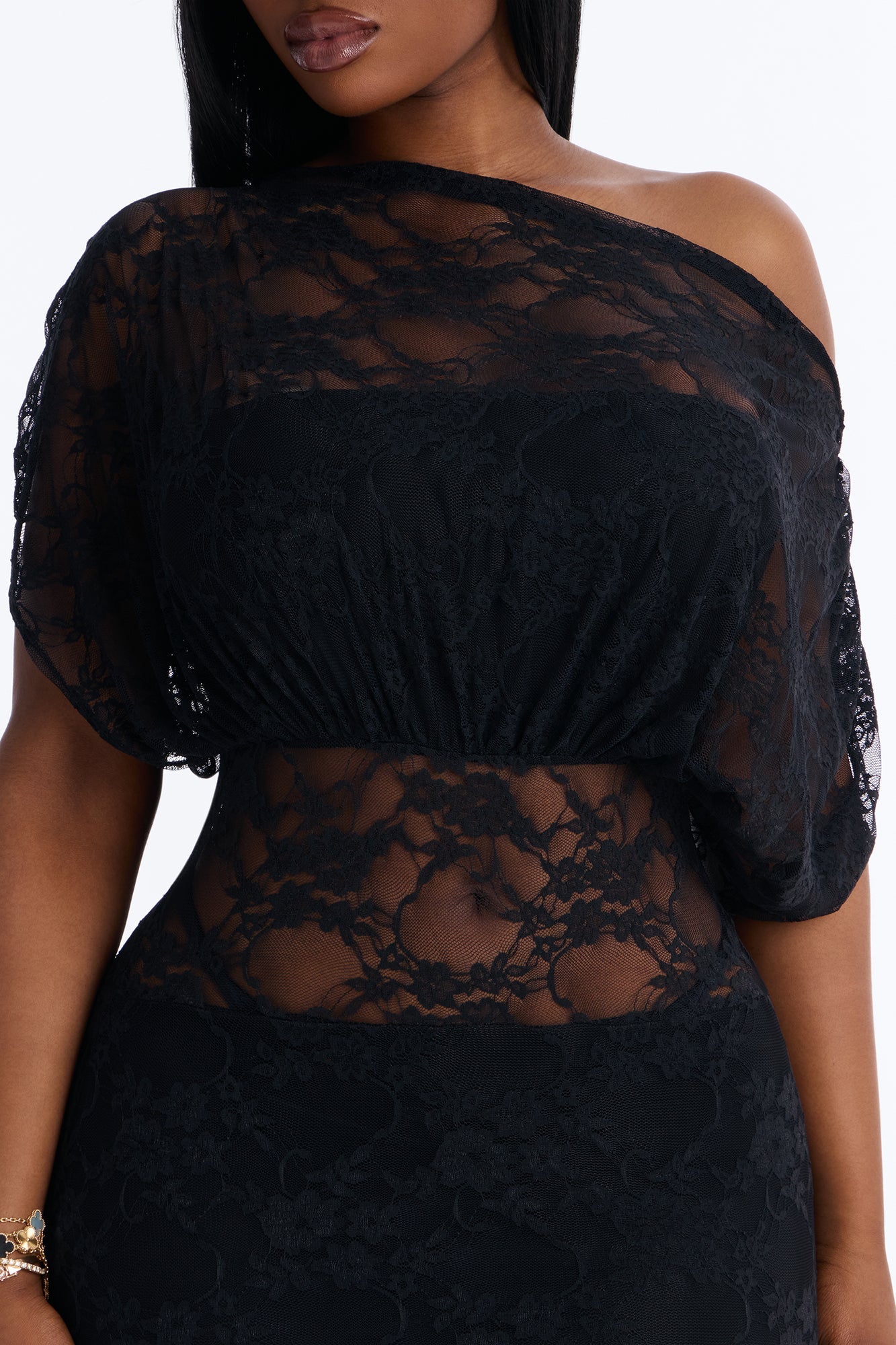 Got Me Wondering Lace Maxi Dress - Black