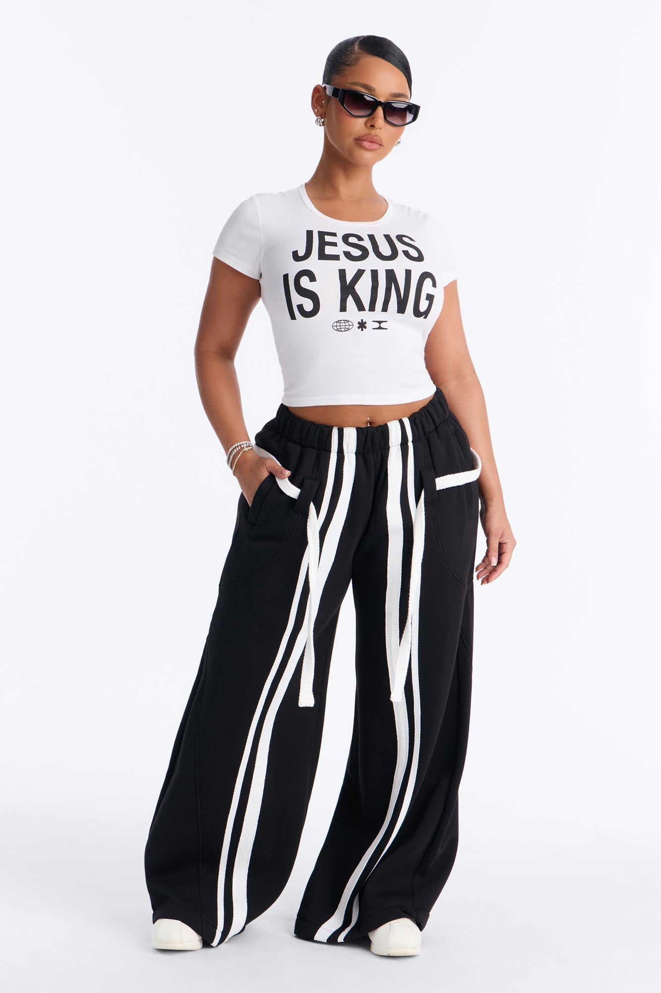 Jesus Is King Baby Tee - White