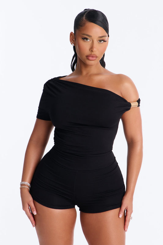 Rhia Hardware Micro Romper - Black