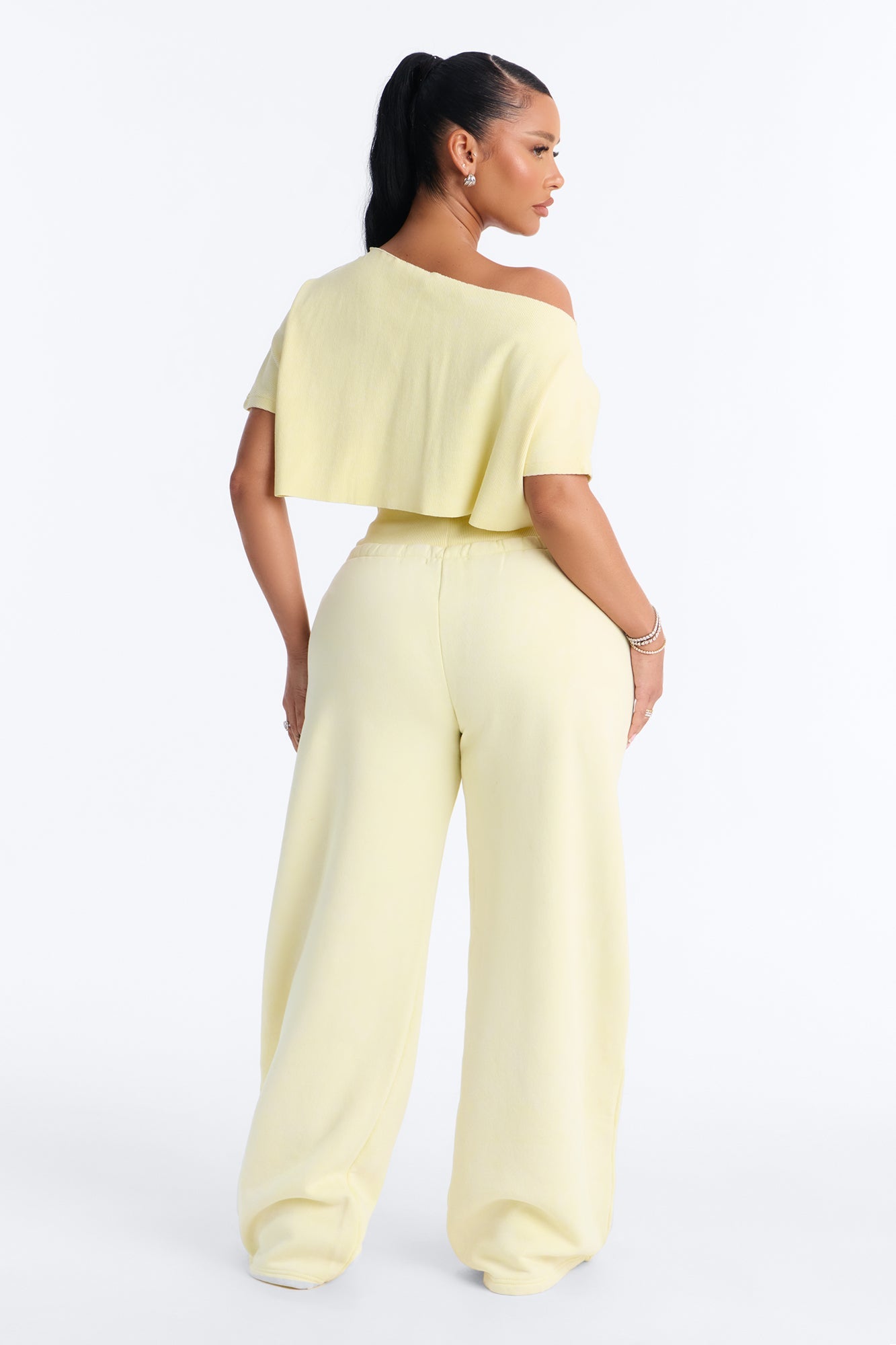 Mila Off Shoulder Top And Sweatpant Set - Yellow