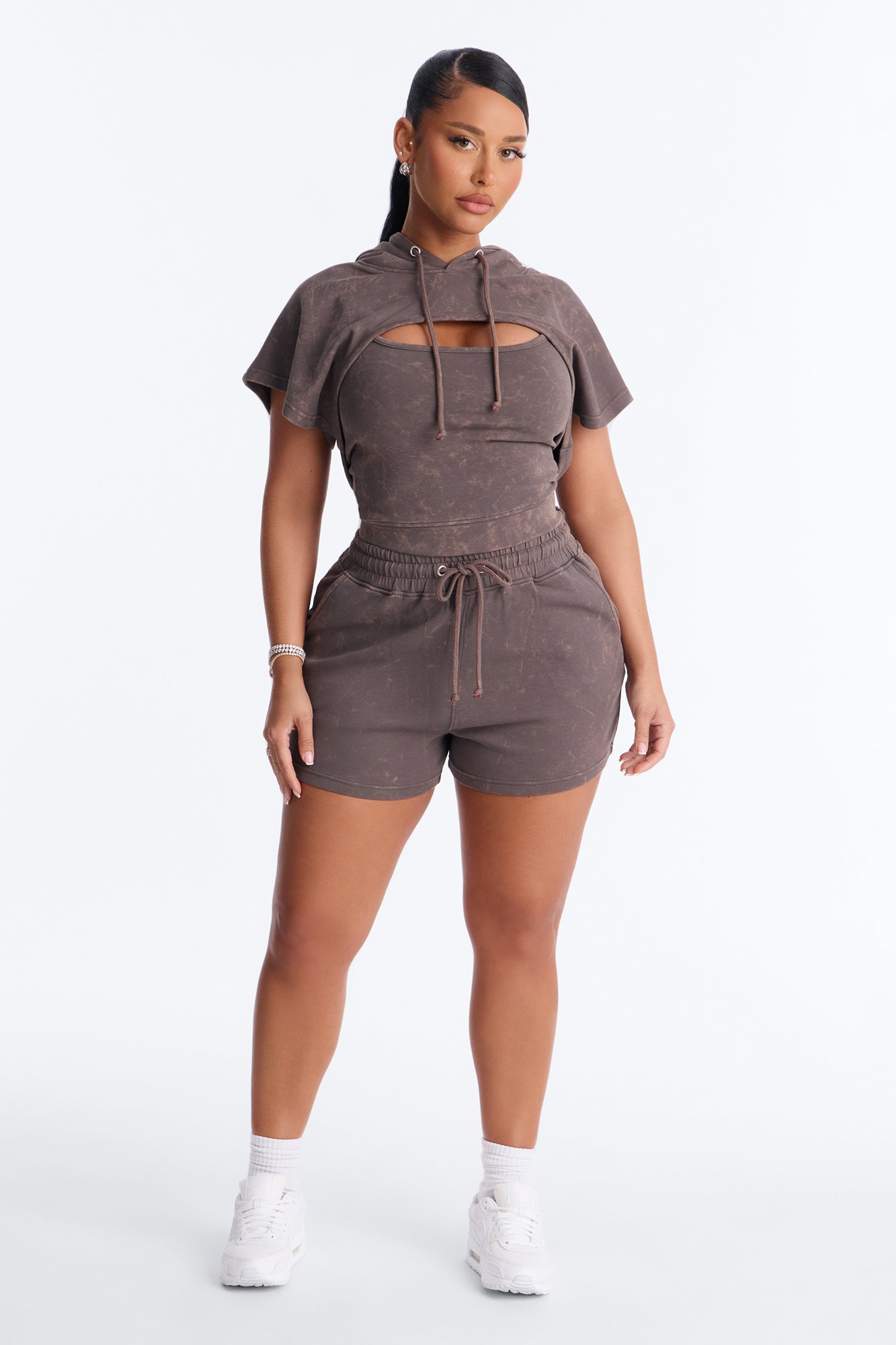 Braelyn Bolero 3 Piece Short Set - Brown