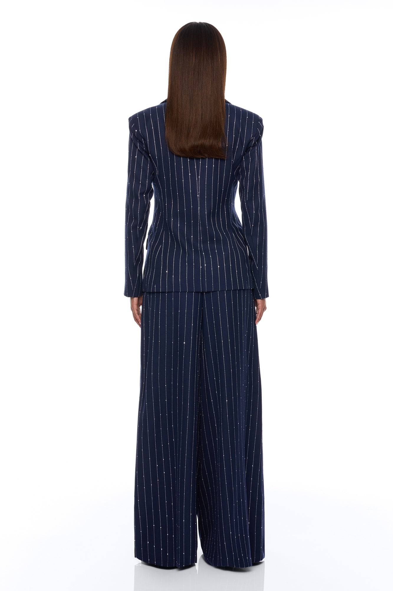 Adyson Embellished Pinstripe Blazer - Navy/combo