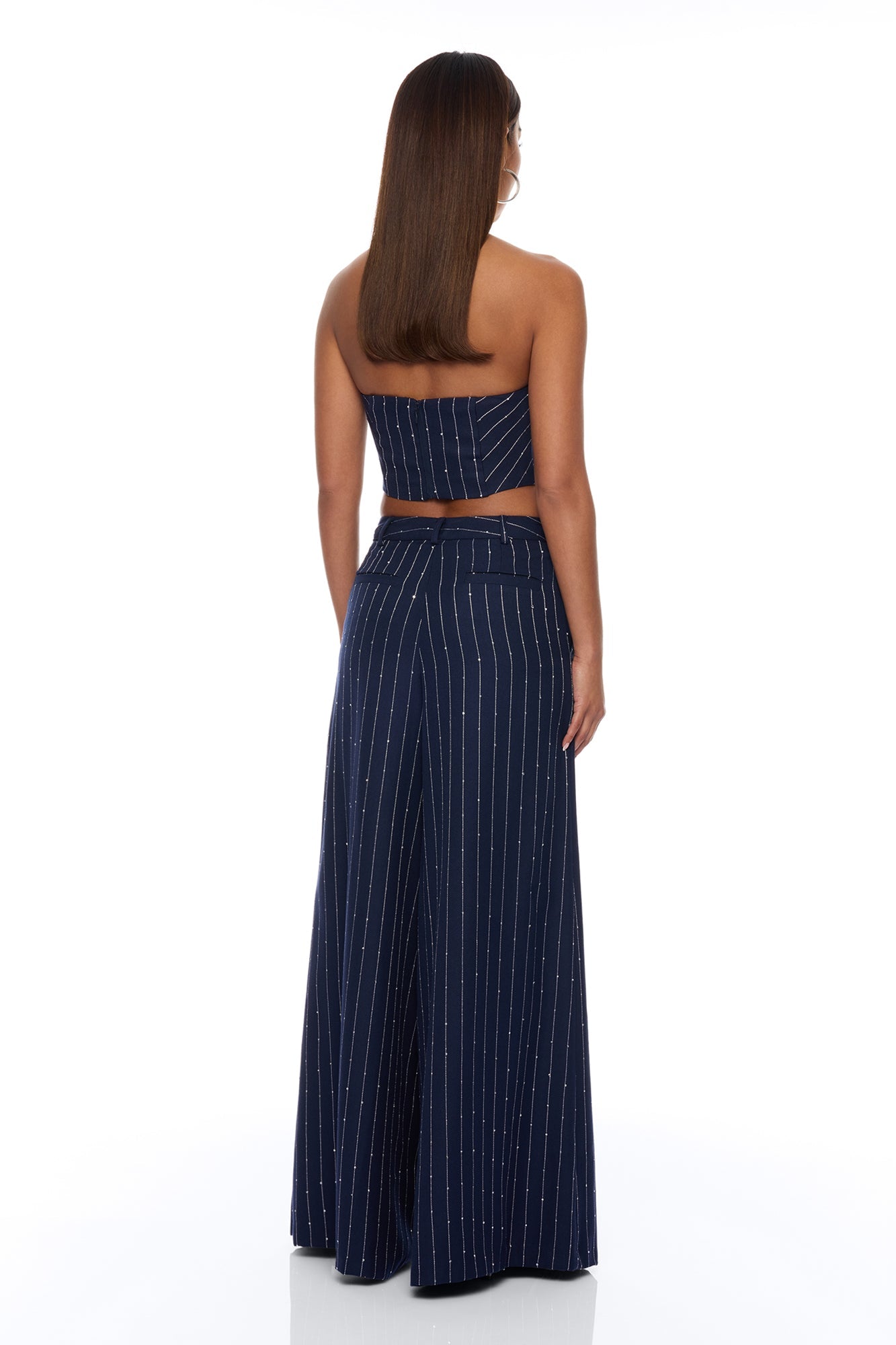 Adyson Embellished Pinstripe Bandeau Top - Navy/combo