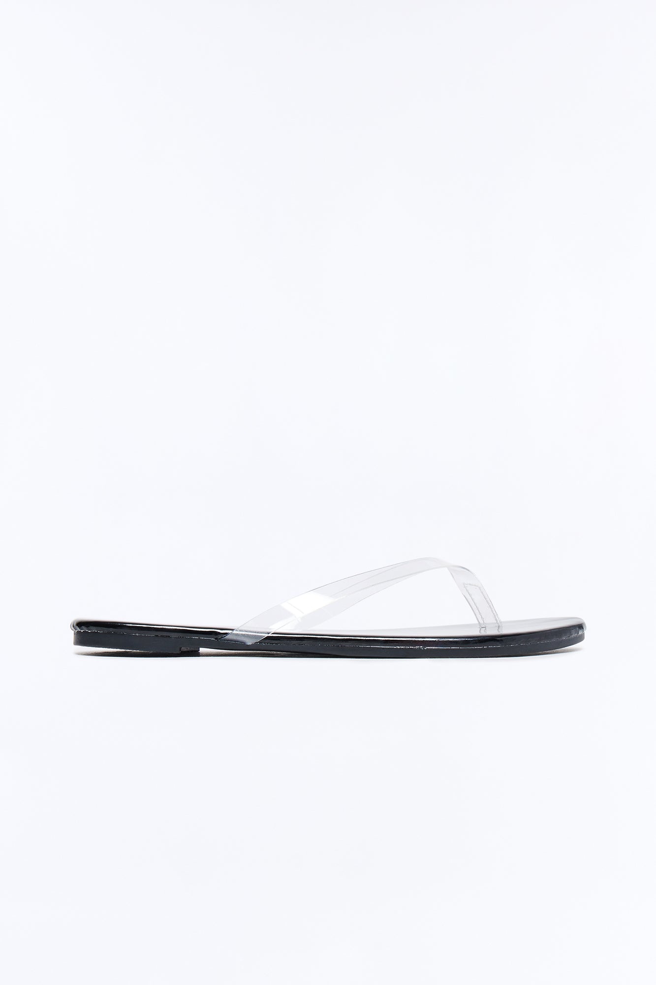 Papaya Clear Strap Flip Flops - Black