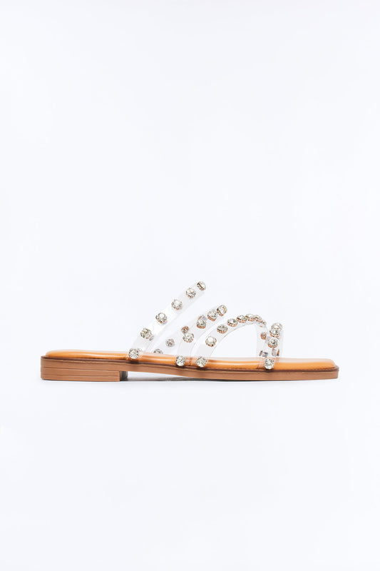 Valor Rhinestone Sandals - Nude