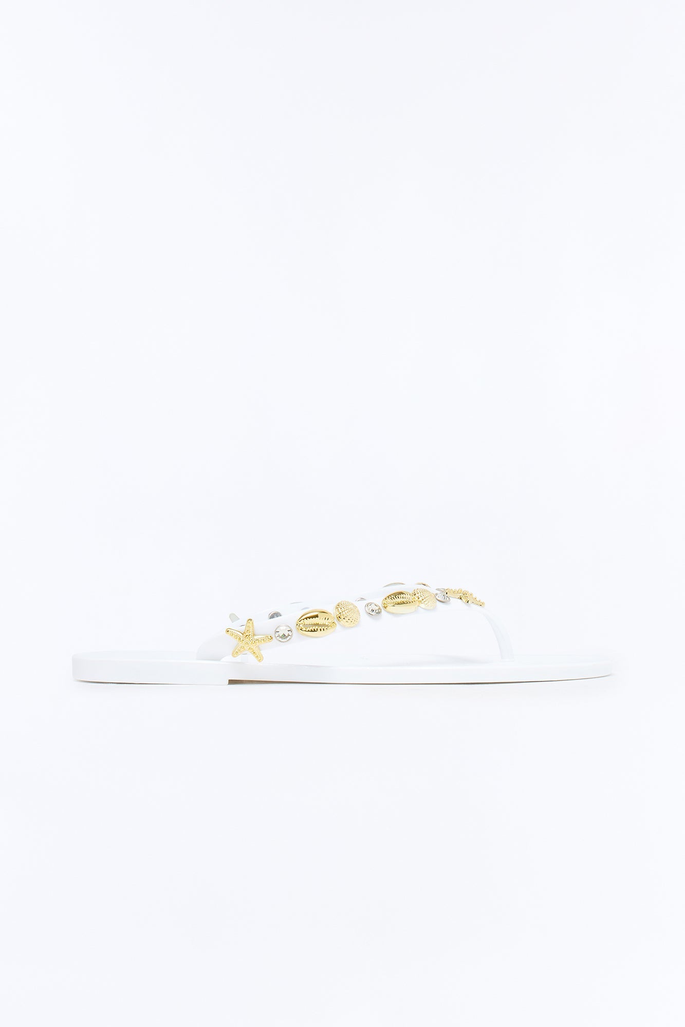 Odella Seashell Jelly Flip Flops - White