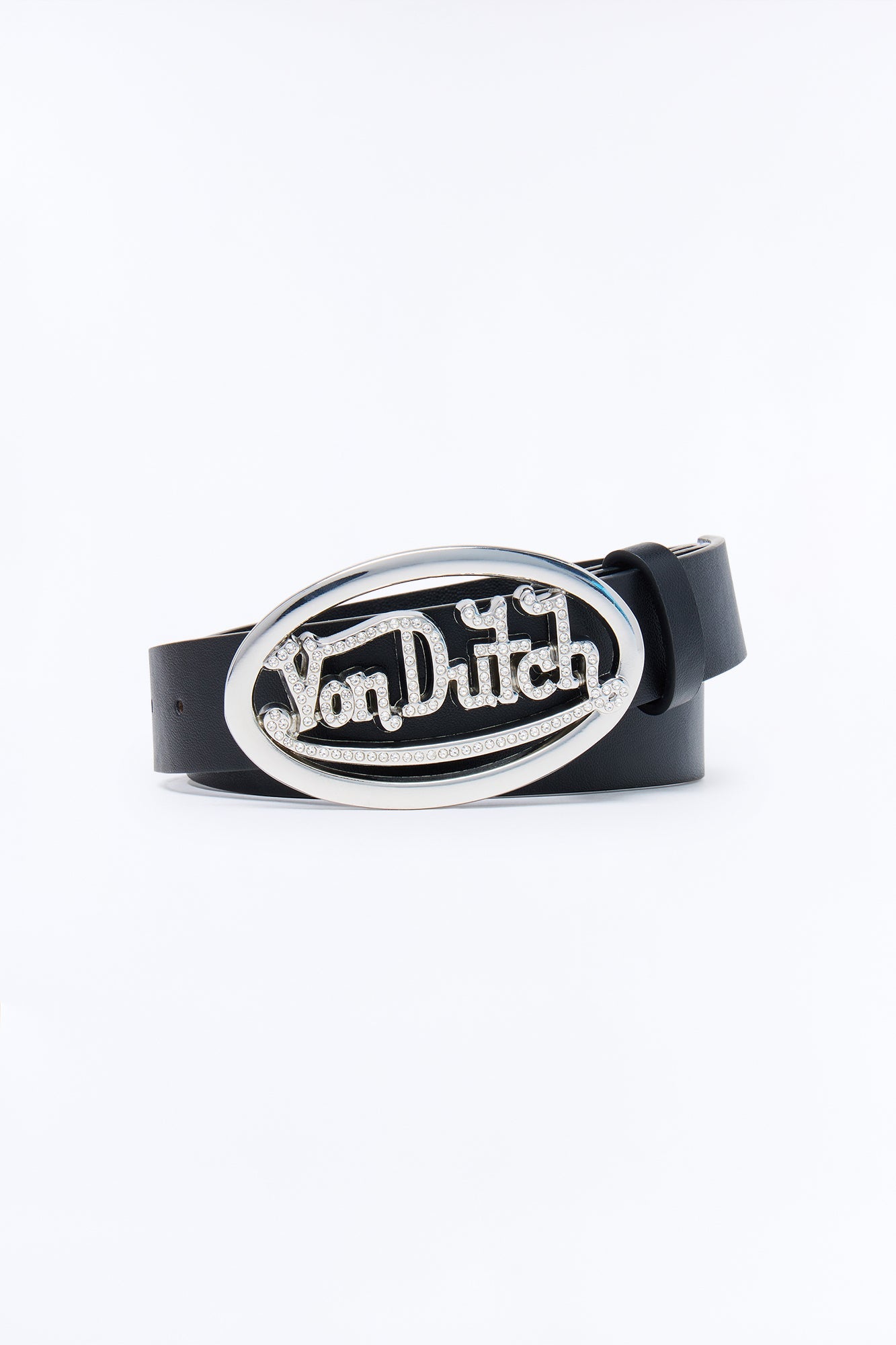 Von Dutch Shining Faux Leather Belt - Black