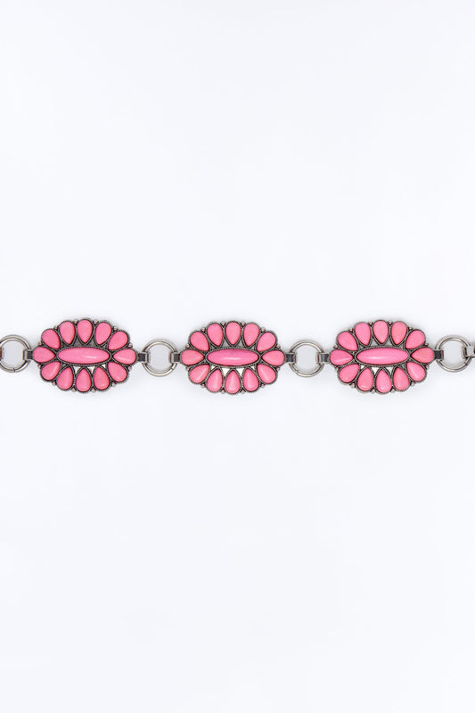 Bring Me Flowers Stone Chain Belt - Pink/combo
