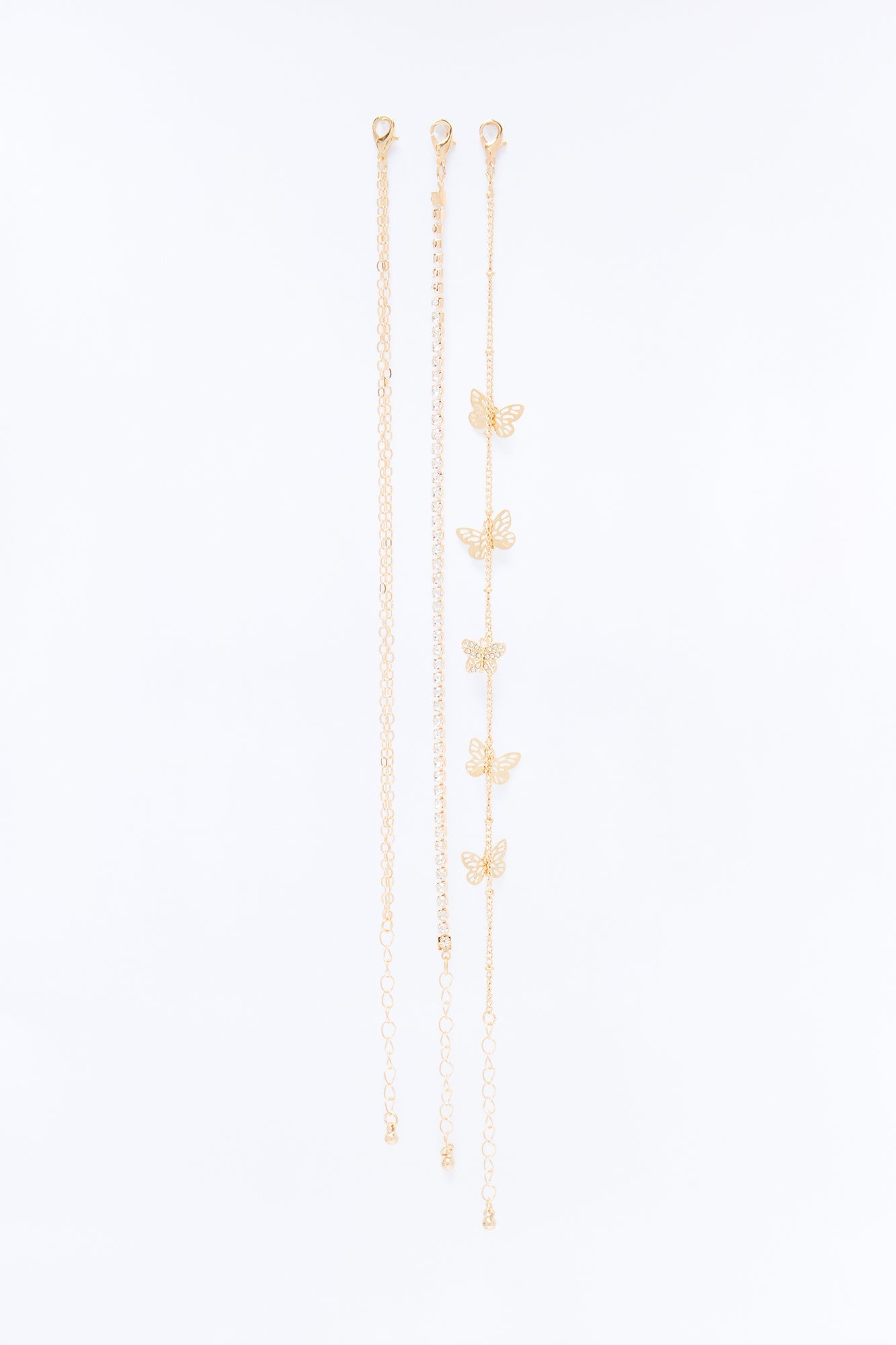 Mariposa Wings 3 Piece Anklet Set - Gold