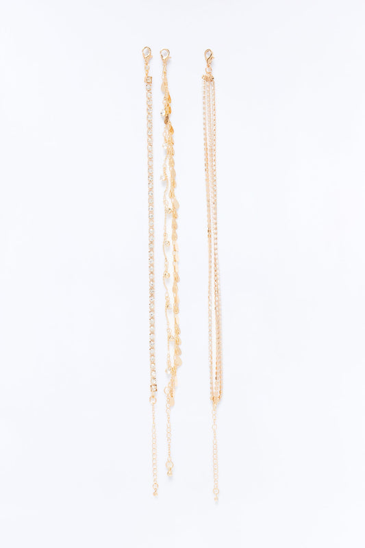 Aura Lune 3 Piece Anklet Set - Gold