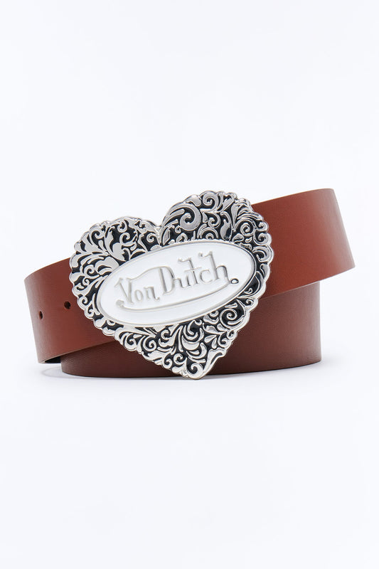 Von Dutch In Love Faux Leather Belt - Brown