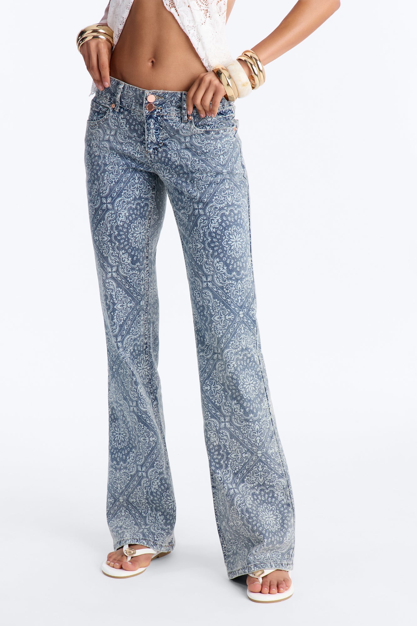 Patsy Paisley Low Rise Stretch Bootcut Jeans - Vintage Wash