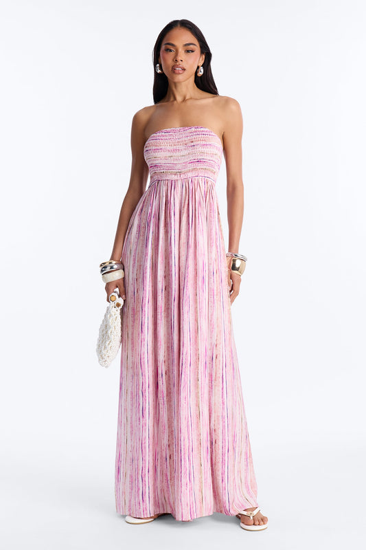 Kayla Smocked Extreme Wide Leg Jumpsuit - Pink
