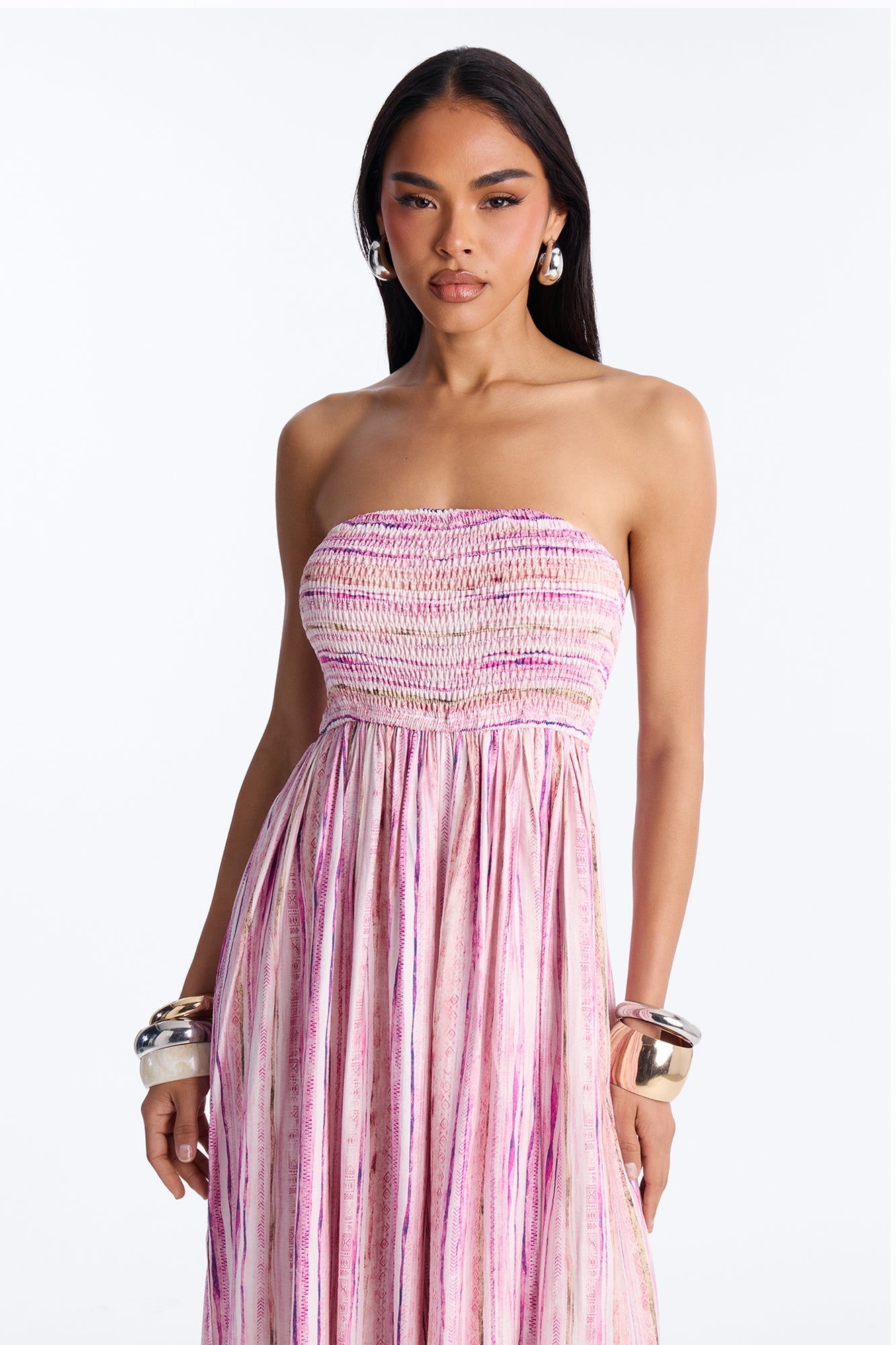 Kayla Smocked Extreme Wide Leg Jumpsuit - Pink