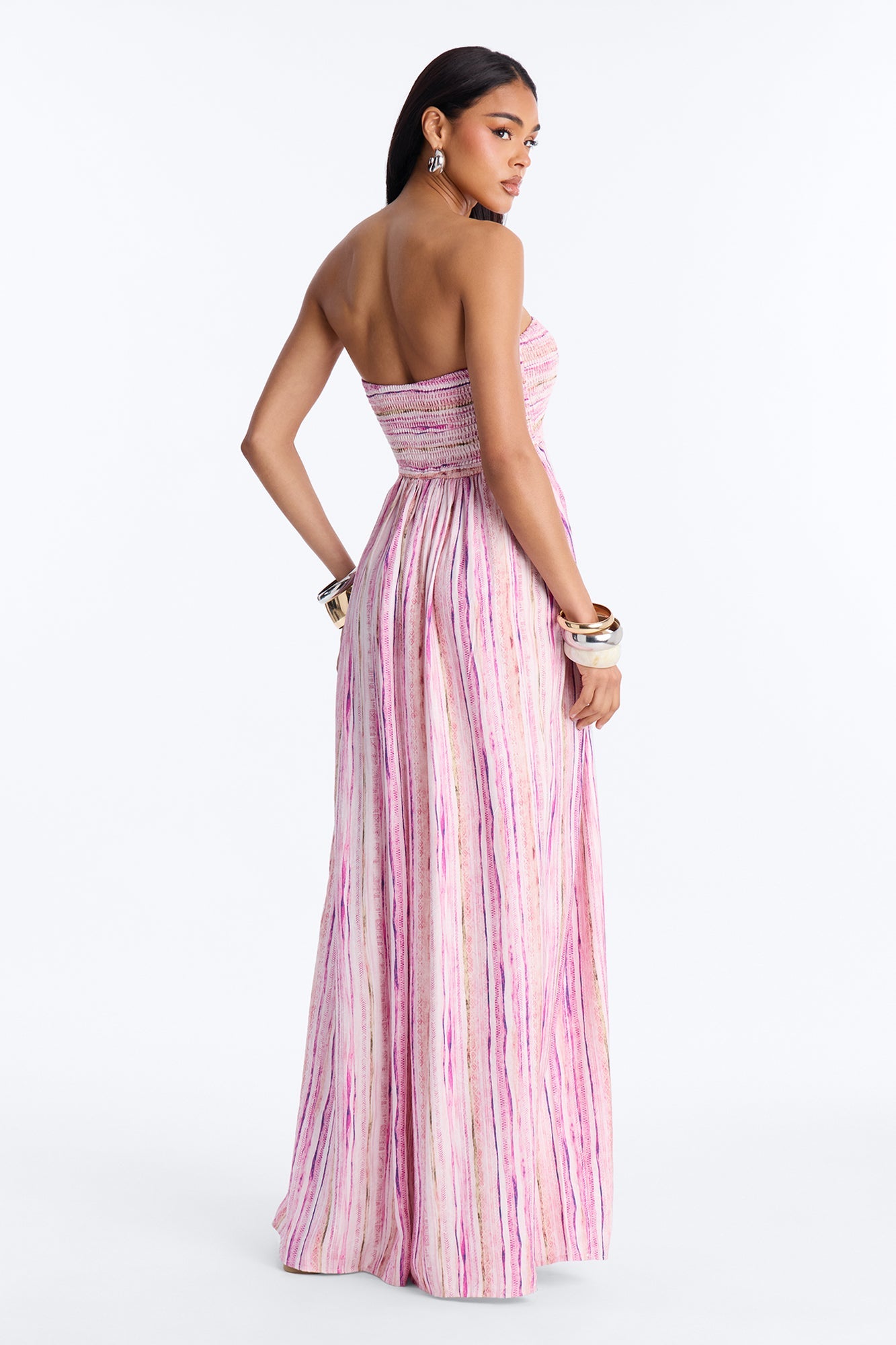 Kayla Smocked Extreme Wide Leg Jumpsuit - Pink