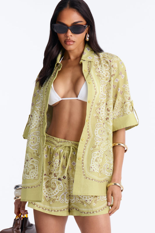 Daphne Paisley Short Set - Green