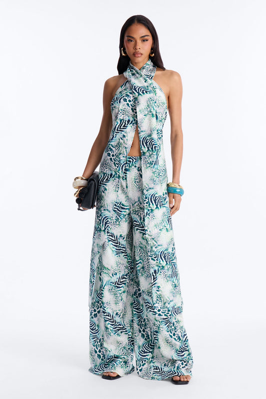 Spot On Halter Pant Set - Green/combo