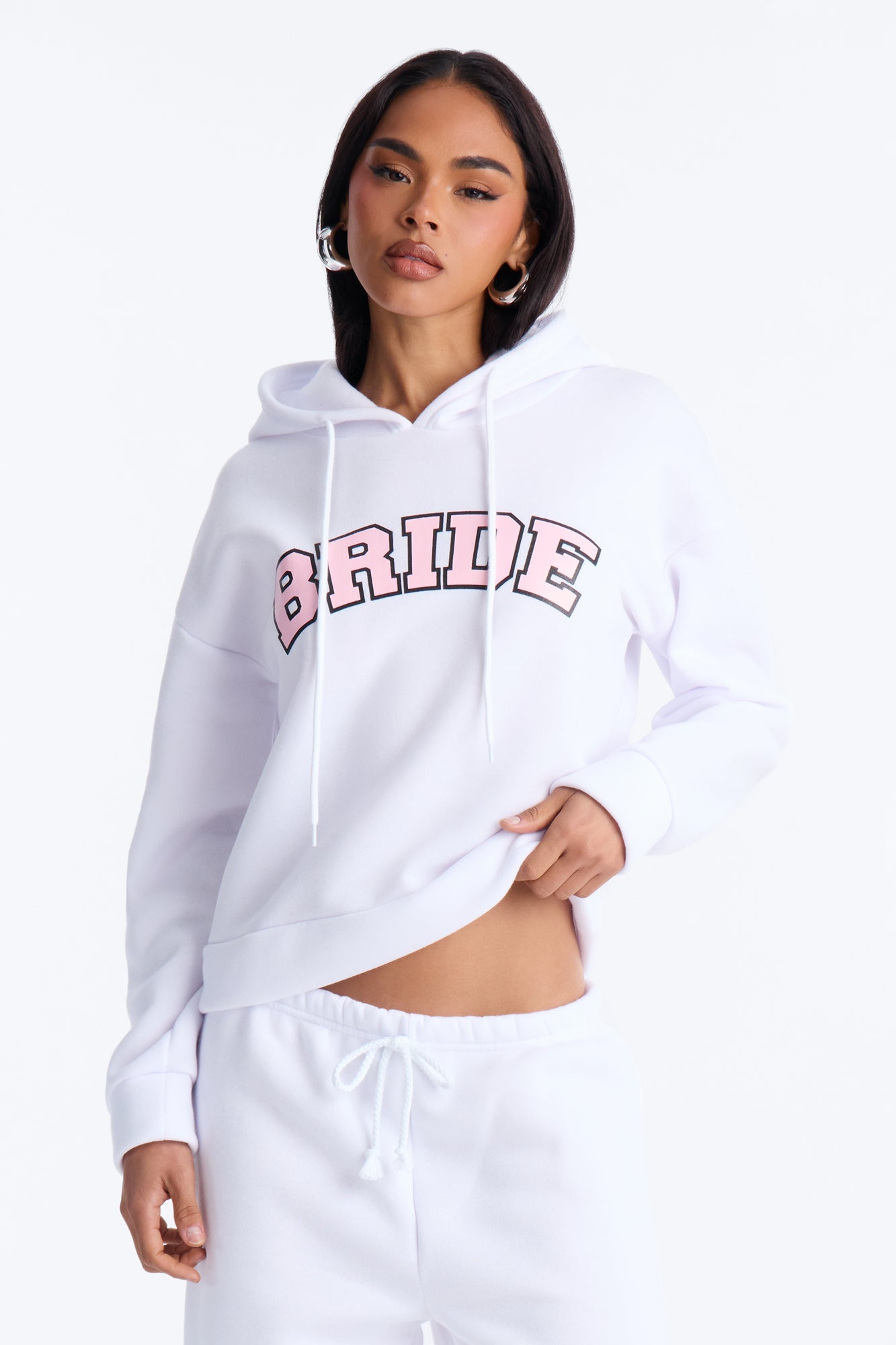 Bride Hoodie & Pant Set - White/Pink