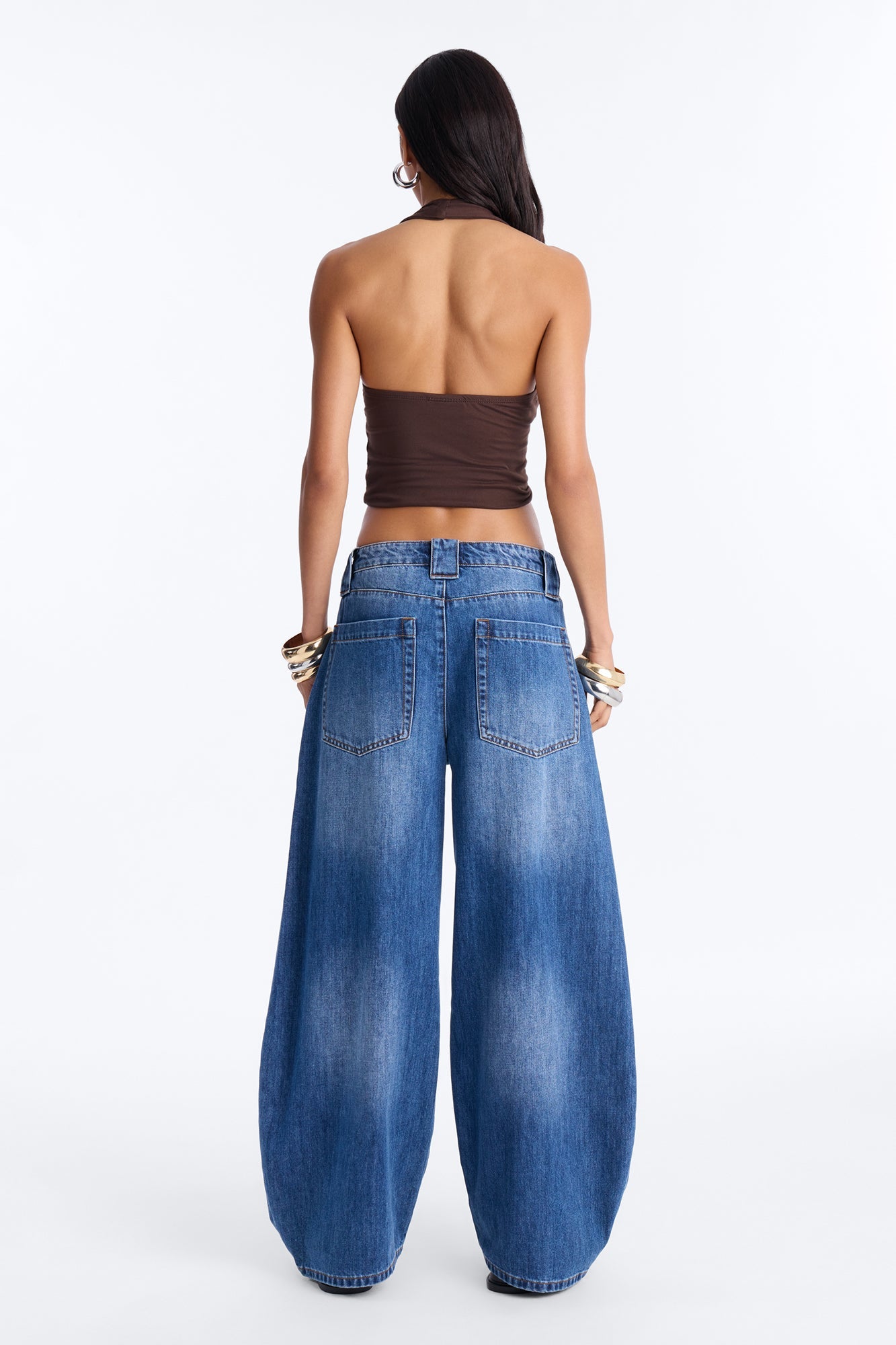 Torrance Loose Fit Stretch Barrel Jeans - Dark Wash