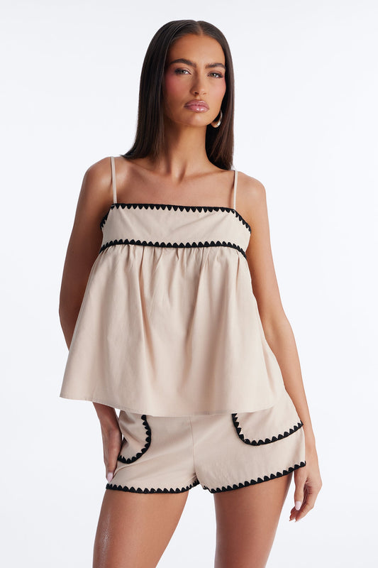 Serene Linen Short Set - Taupe