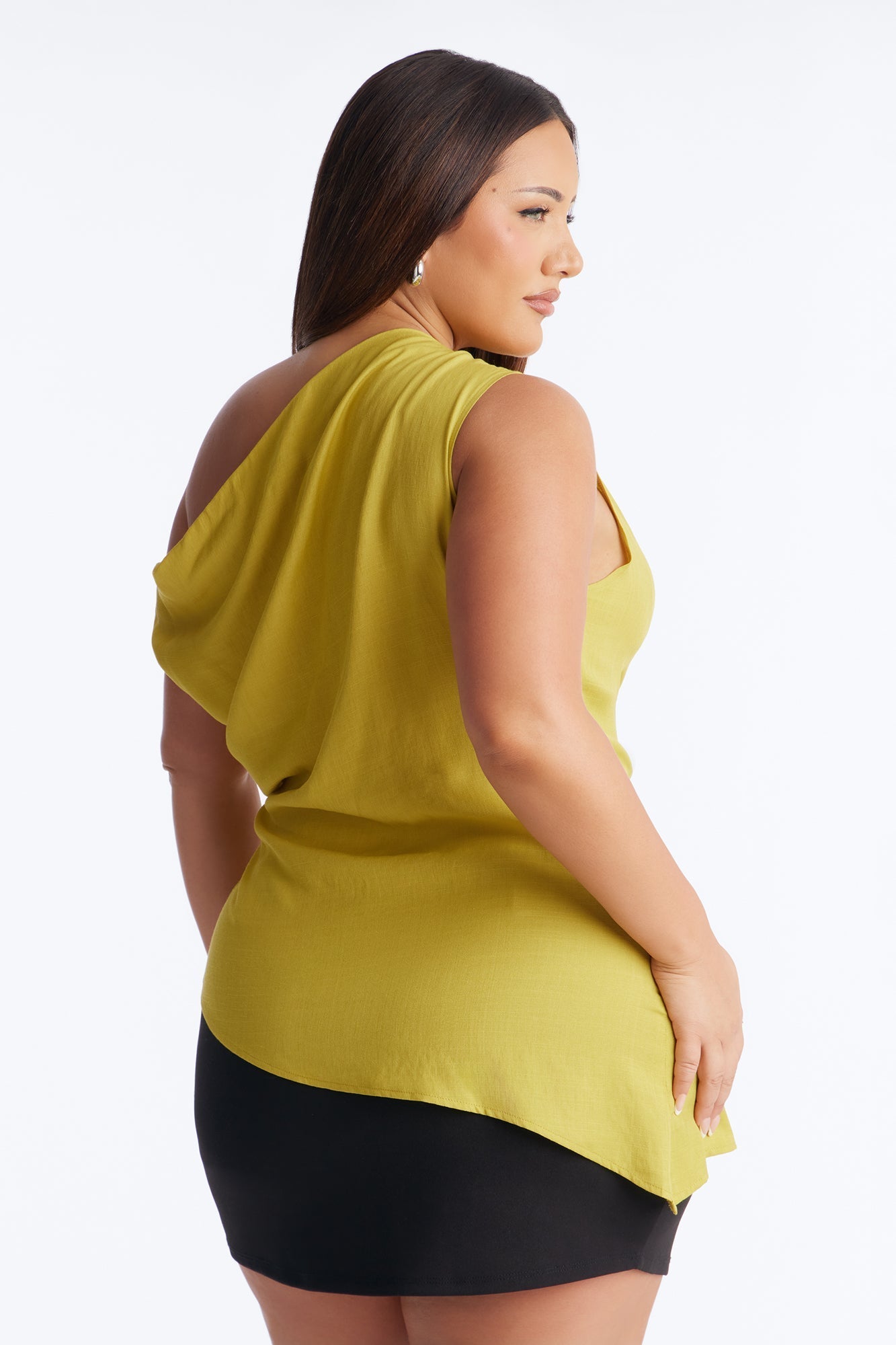 Cutie With A Duty One Shoulder Linen Top - Chartreuse Fashion Nova