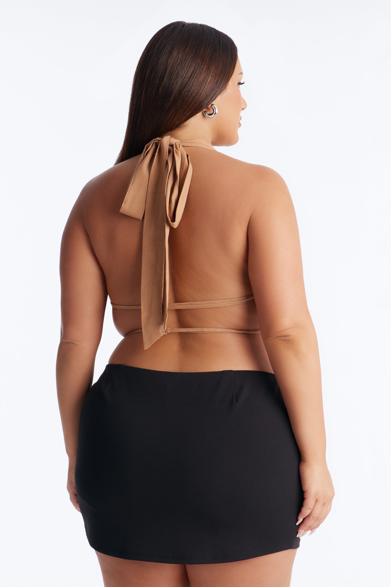On My Third Drink Backless Linen Halter Top - Taupe Fashion Nova