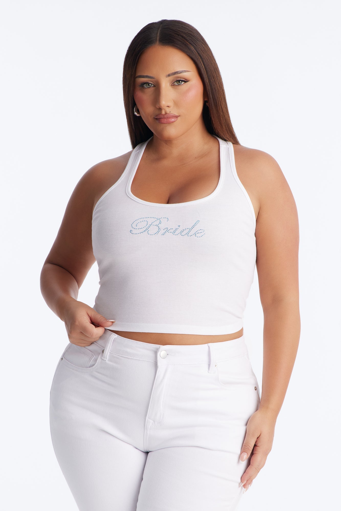 Bride To Be Rhinestone Tank Top - White