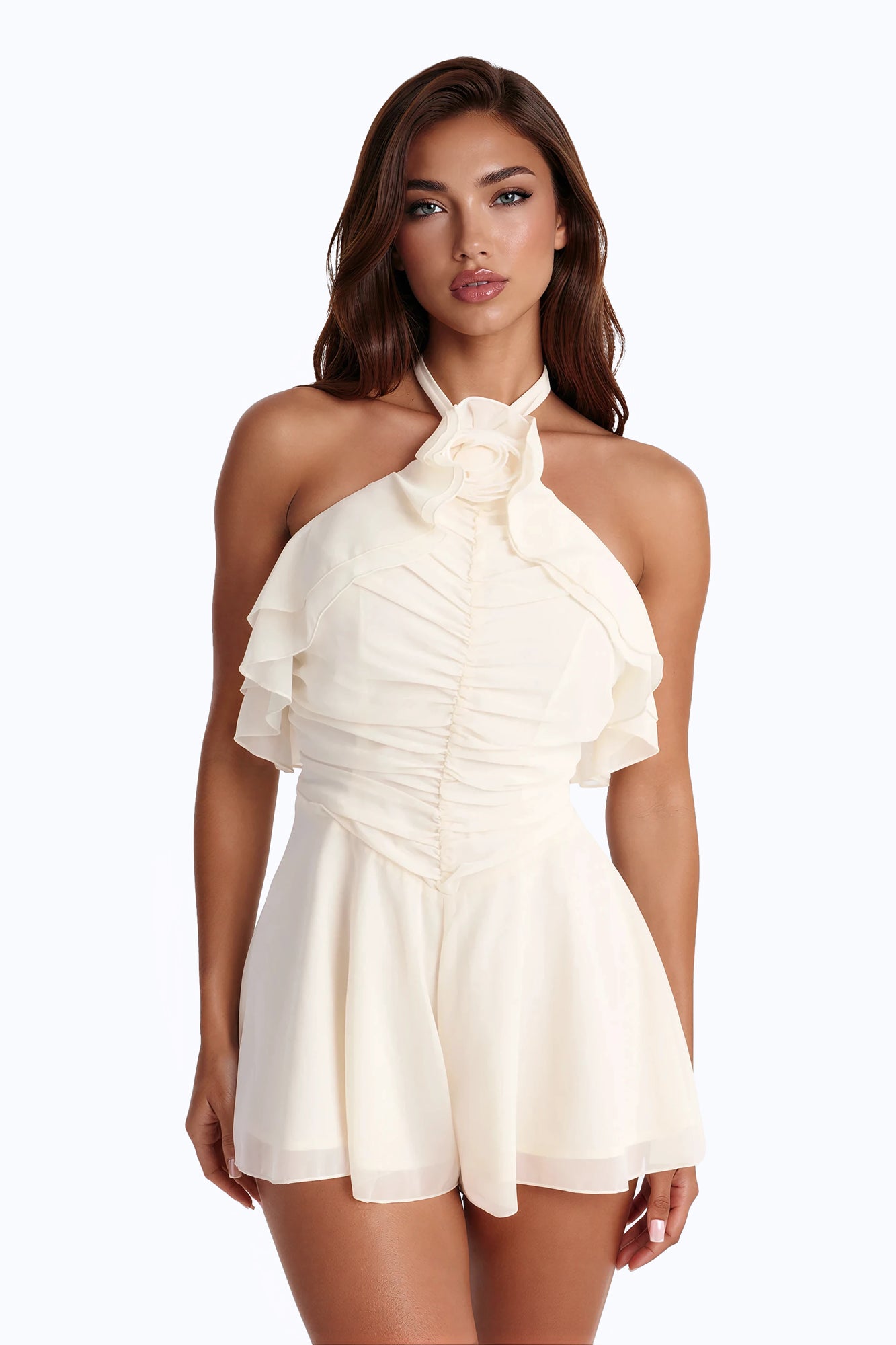 Pretty In Ruffles Romper - Cream