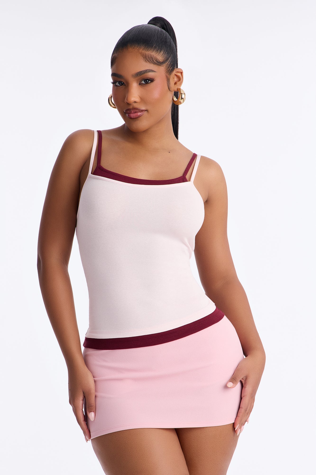 Soho Babe Double Layered Cami Top - Pink/combo