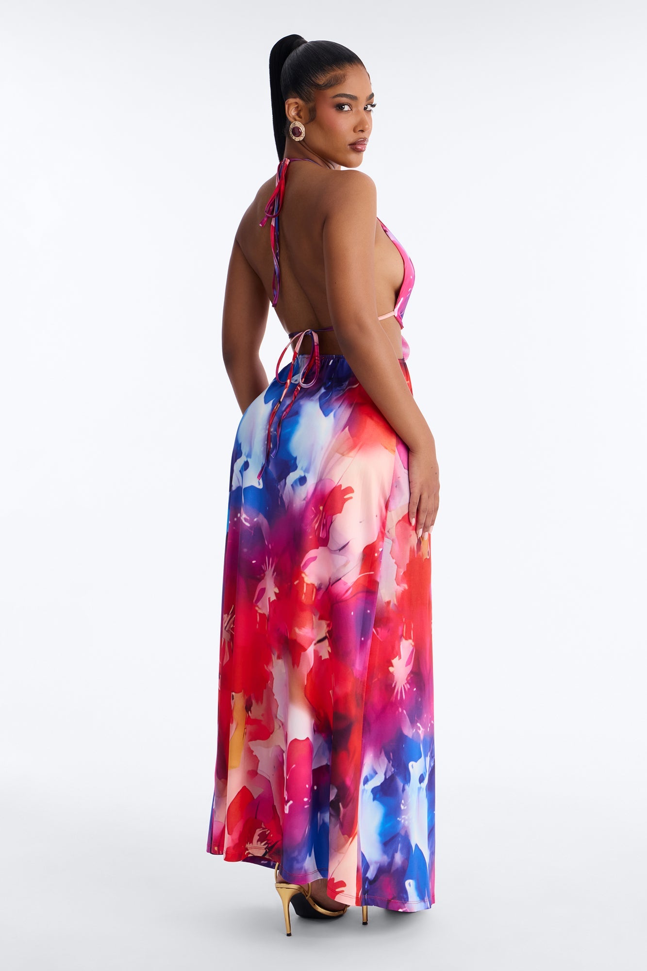 Pure Passion Cut Out Maxi Dress - Magenta/combo
