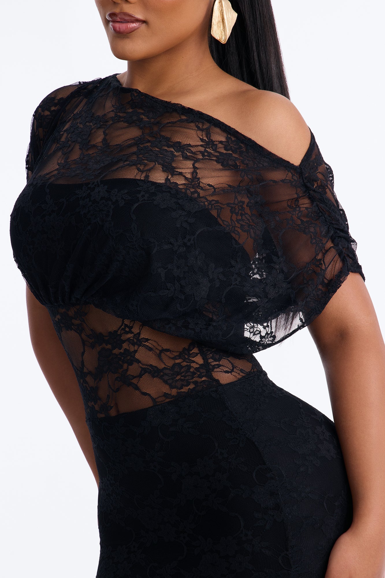 Got Me Wondering Lace Maxi Dress - Black