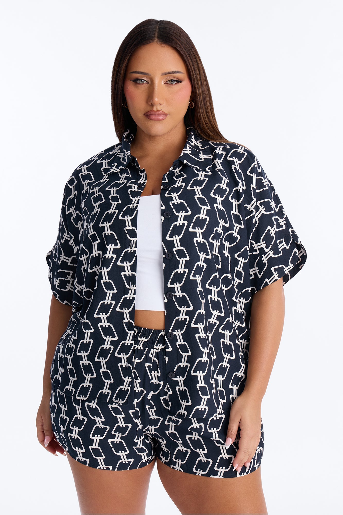 Chain Reaction Short Set - Black/White