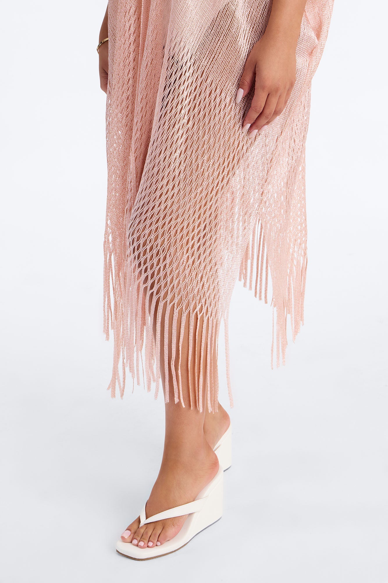 Corrine Shimmer Swim Cover Up Kimono - Rose Gold