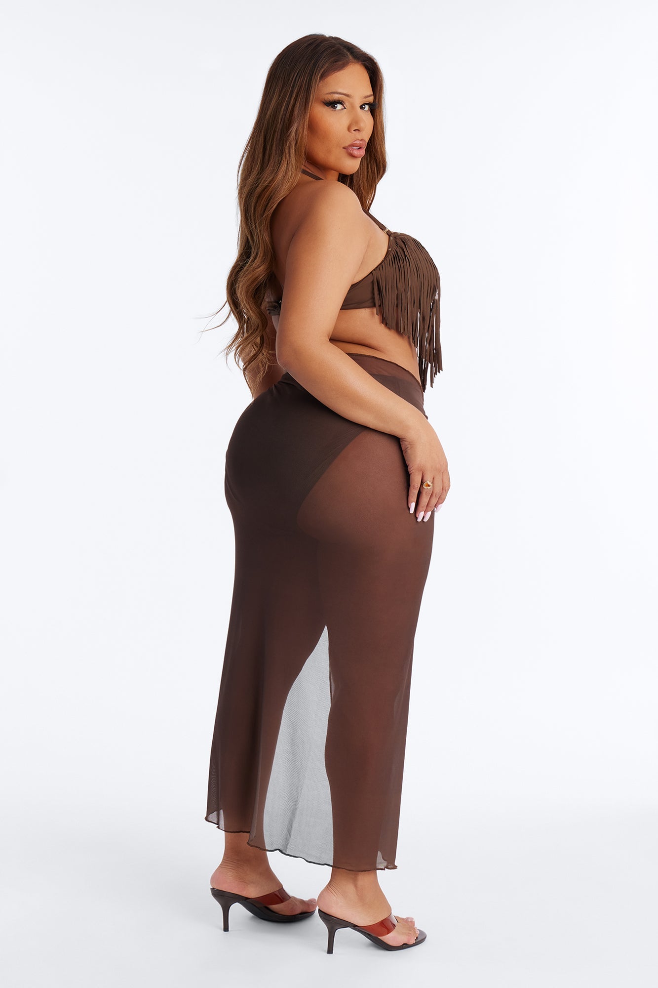 Sunkissed Mischief 3 Piece Fringe Bikini Set - Brown