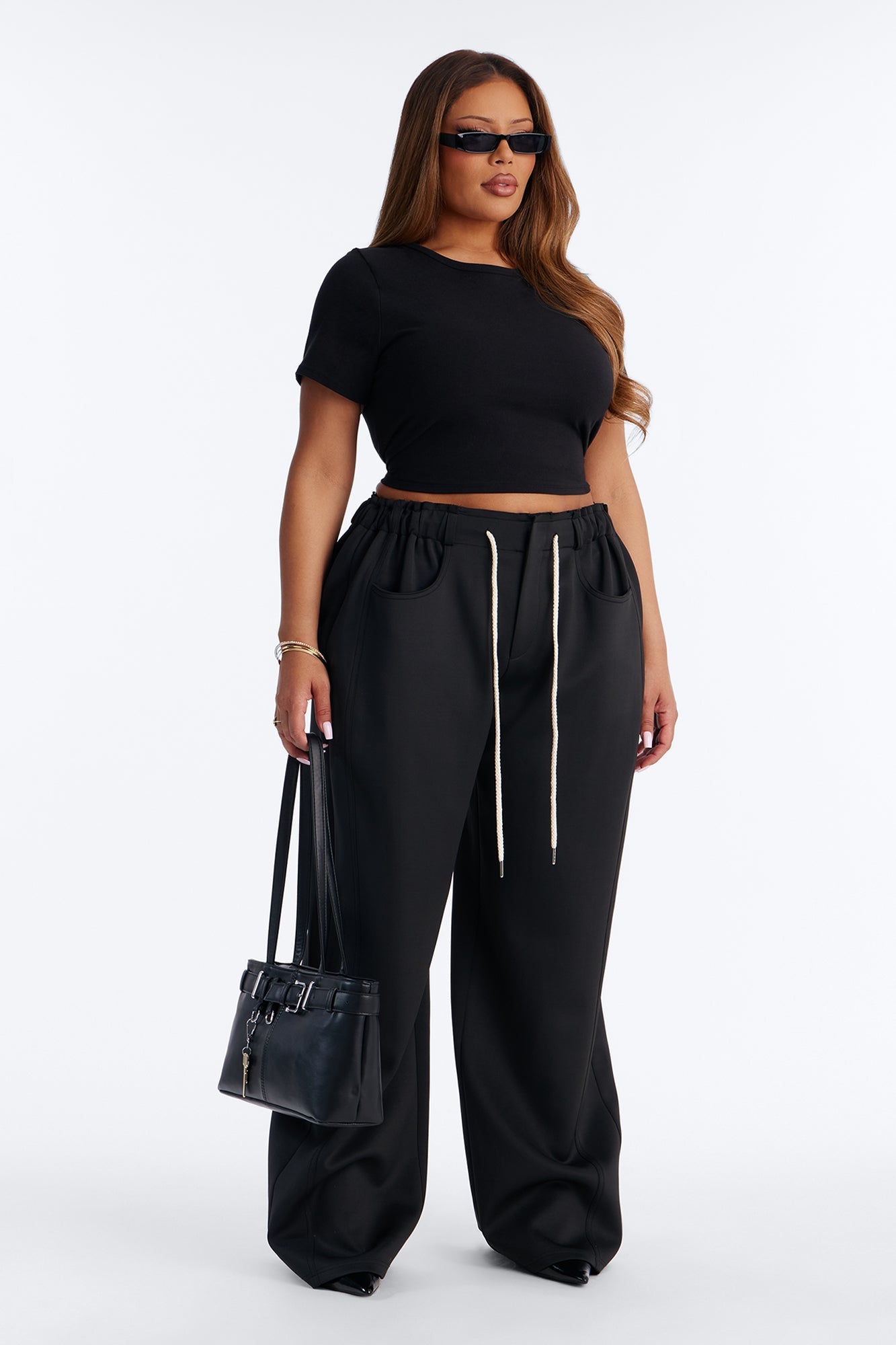 Don't Get Too Comfortable Low Rise Wide Leg Scuba Pant - Black