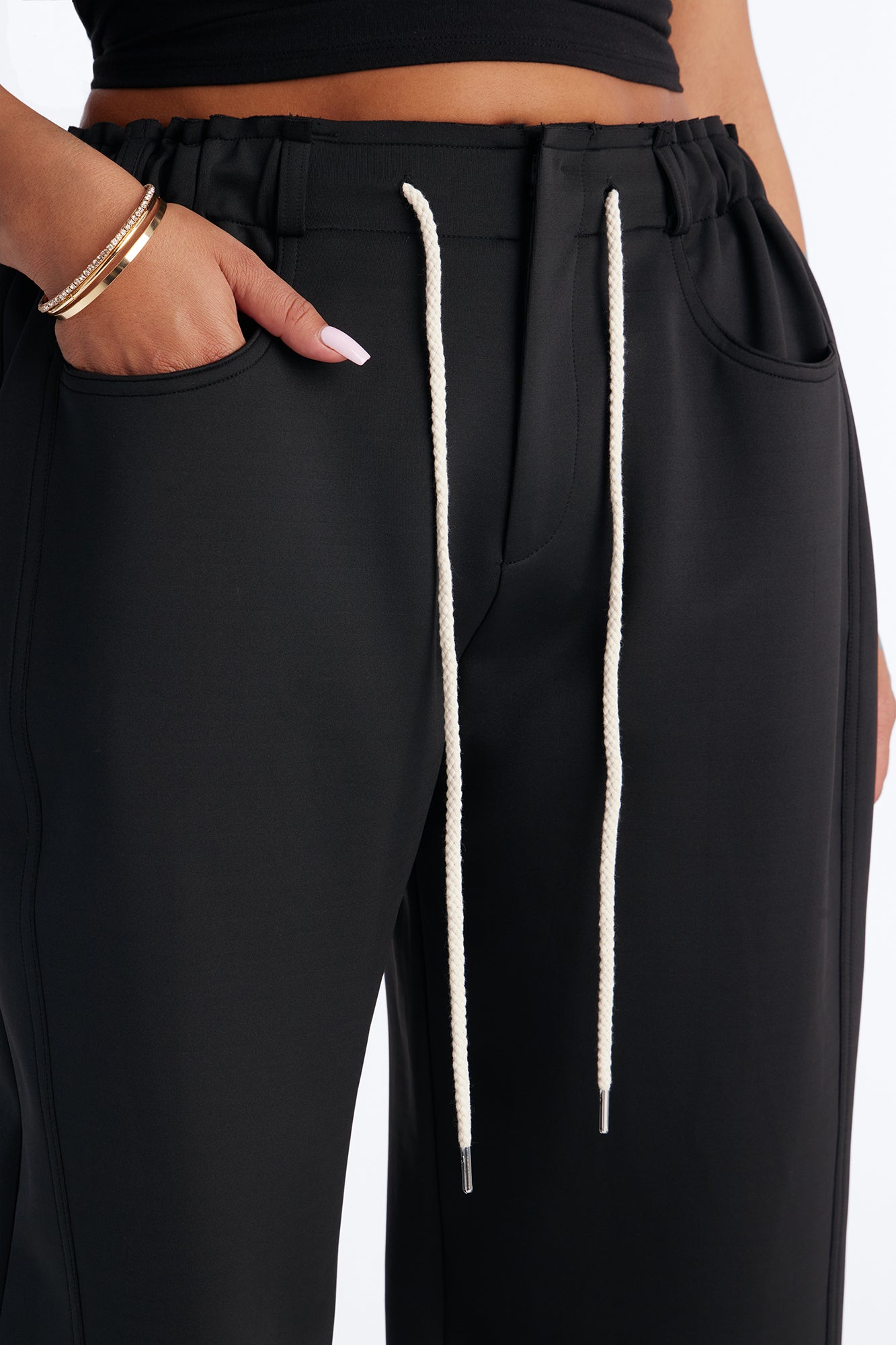 Don't Get Too Comfortable Low Rise Wide Leg Scuba Pant - Black