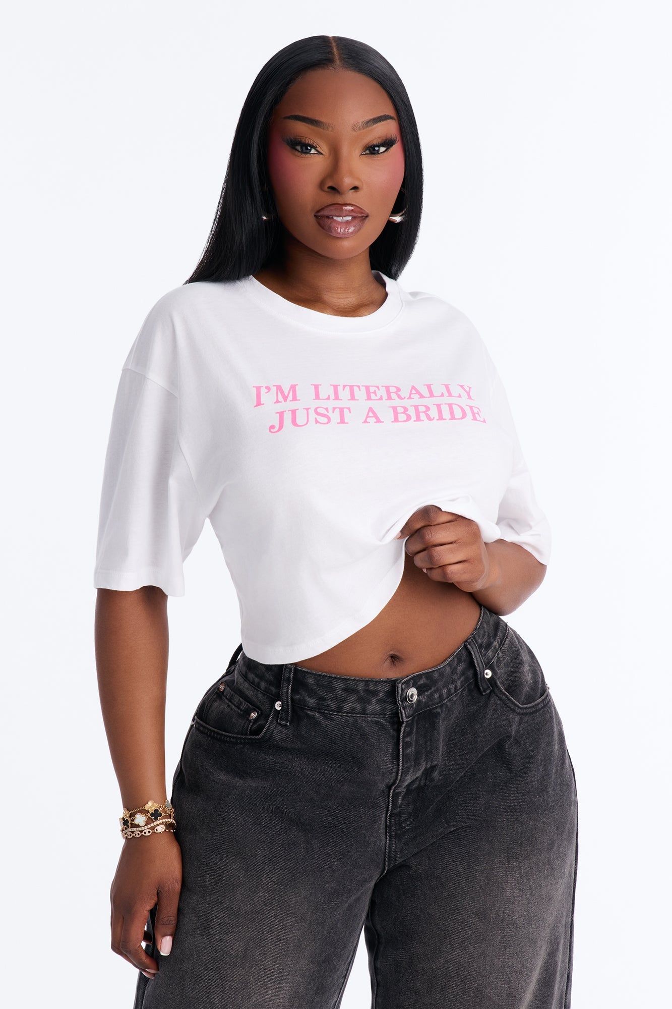 I'm Literally Just A Bride Baby Tee - White