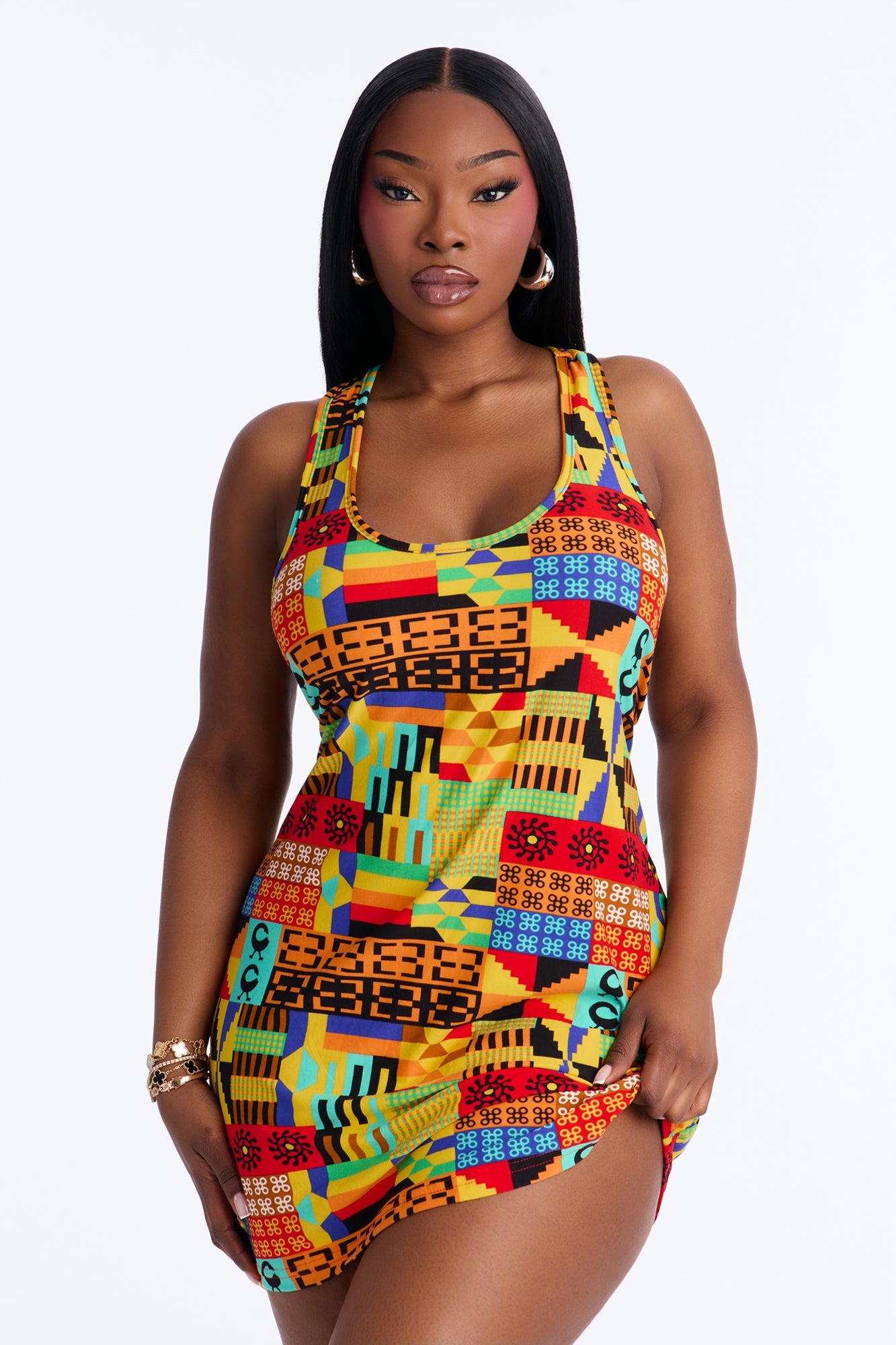 Soft For You Abstract PJ Sleep Dress - Multi Color