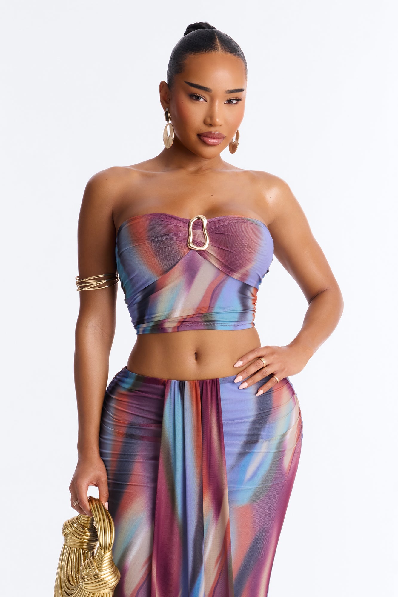 Aura Allure Mesh Skirt Set - Multi Color