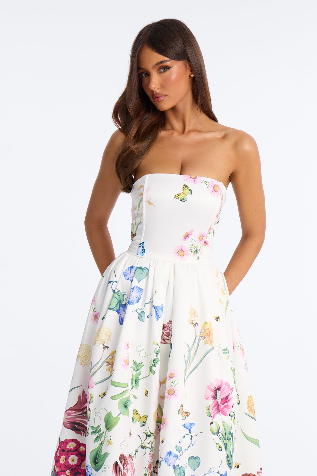 See Me Blossom Floral Midi Dress - White/combo