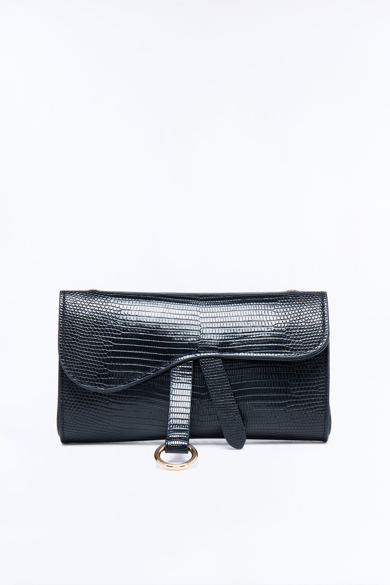 Juliet Embossed Faux Leather Belt Bag - Black