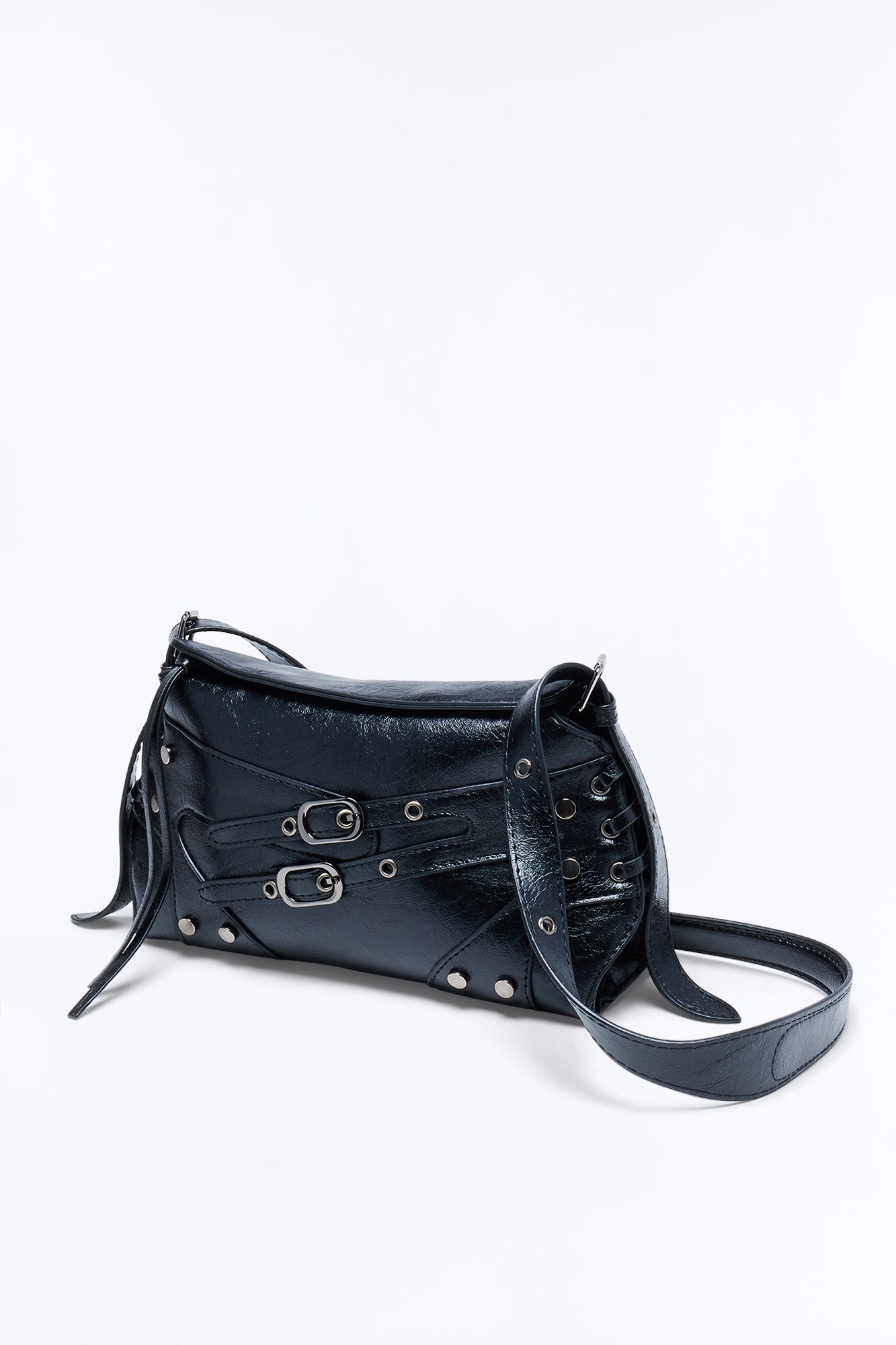 Running Around Town Faux Leather Crossbody - Black