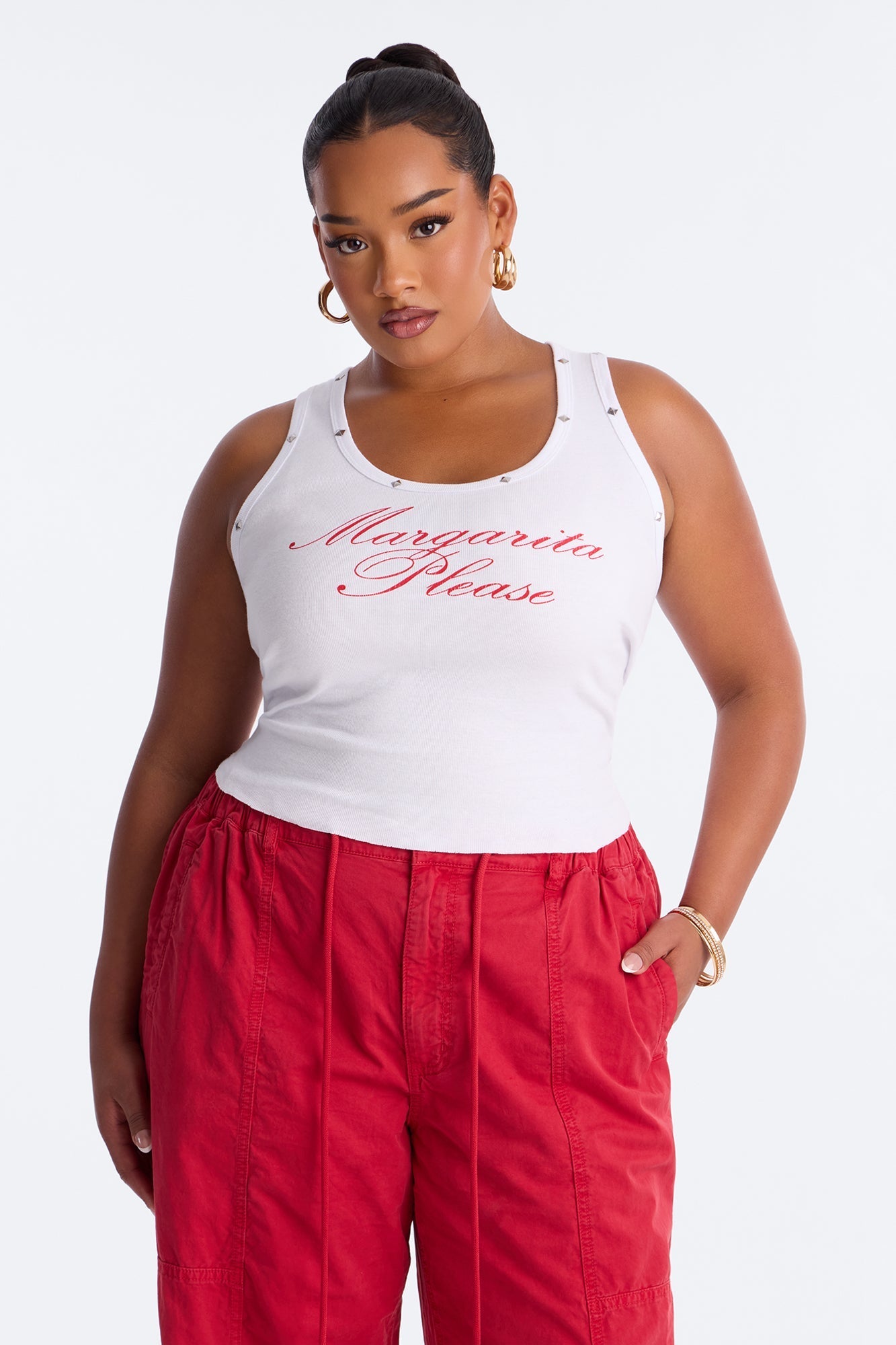 Margarita Please Studded Tank Top - White Fashion Nova