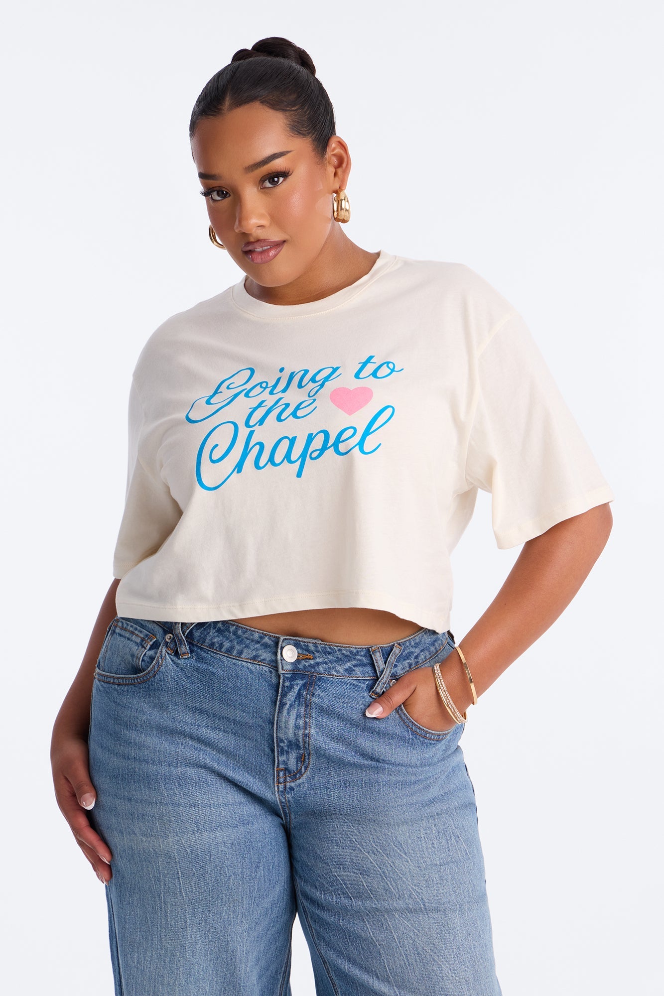 Going To The Chapel Baby Tee - Cream