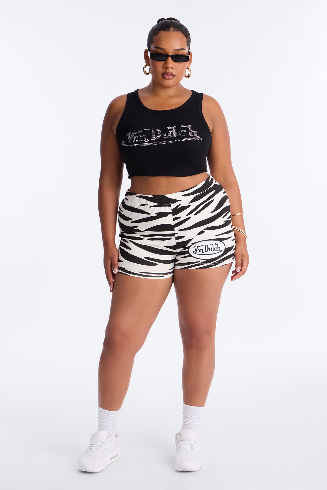 Von Dutch Rocker Logo Tank With Rhinestones - Black