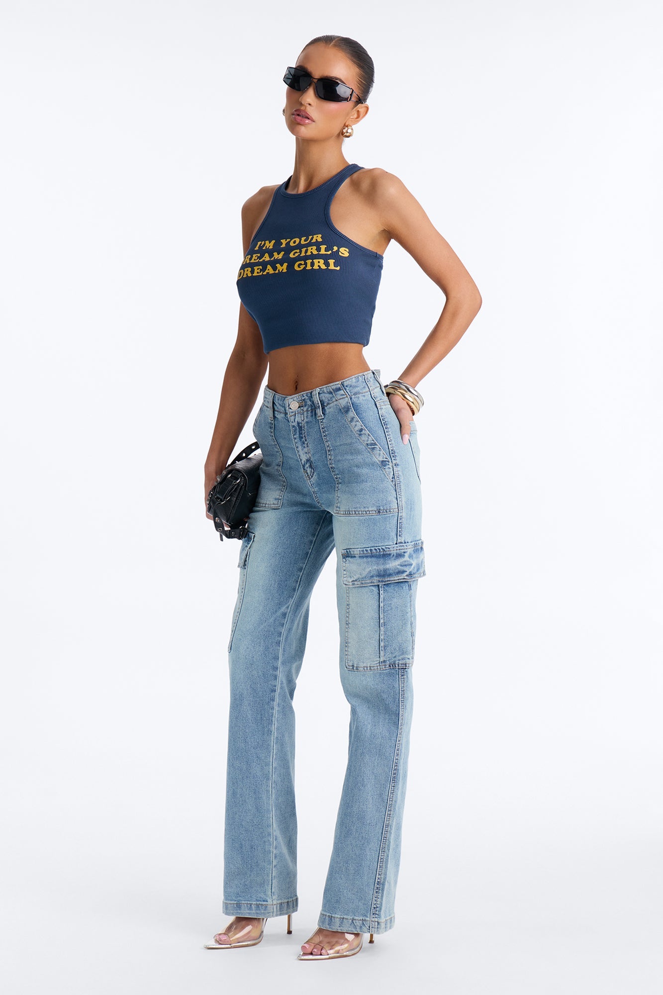 Break Bad Habits Cargo Straight Leg Jeans - Light Wash