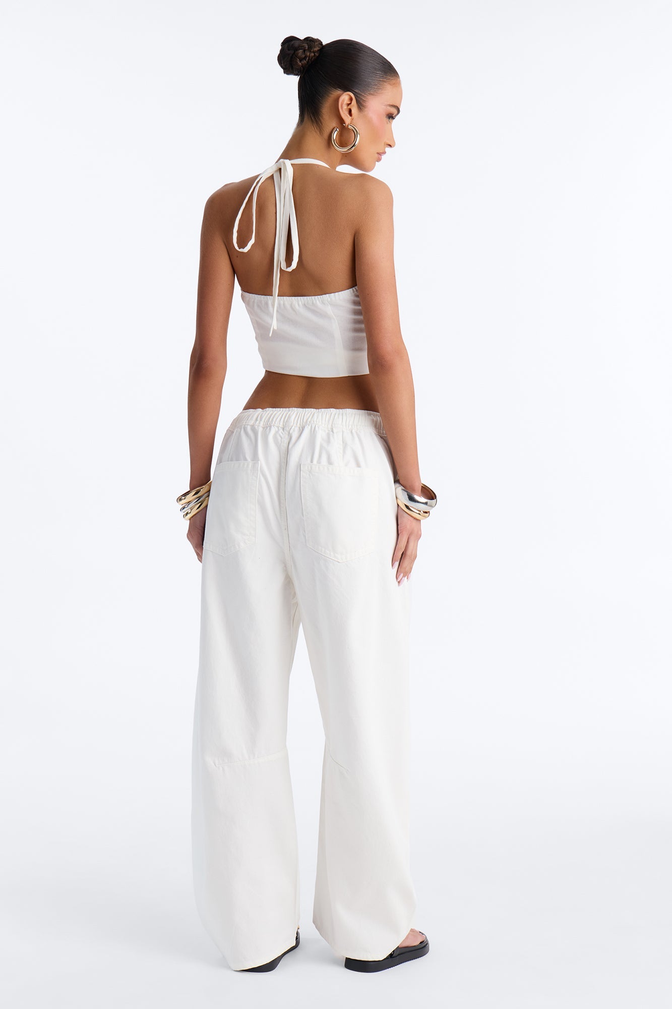 At Sunset Loose Fit TIe Waist Jeans - White