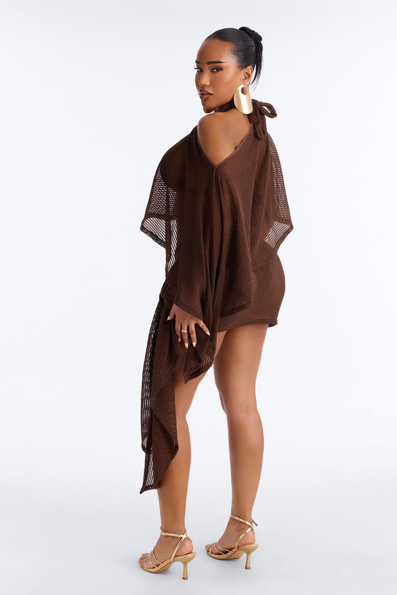 Waiting On You Bikini And Coverup Set - Chocolate