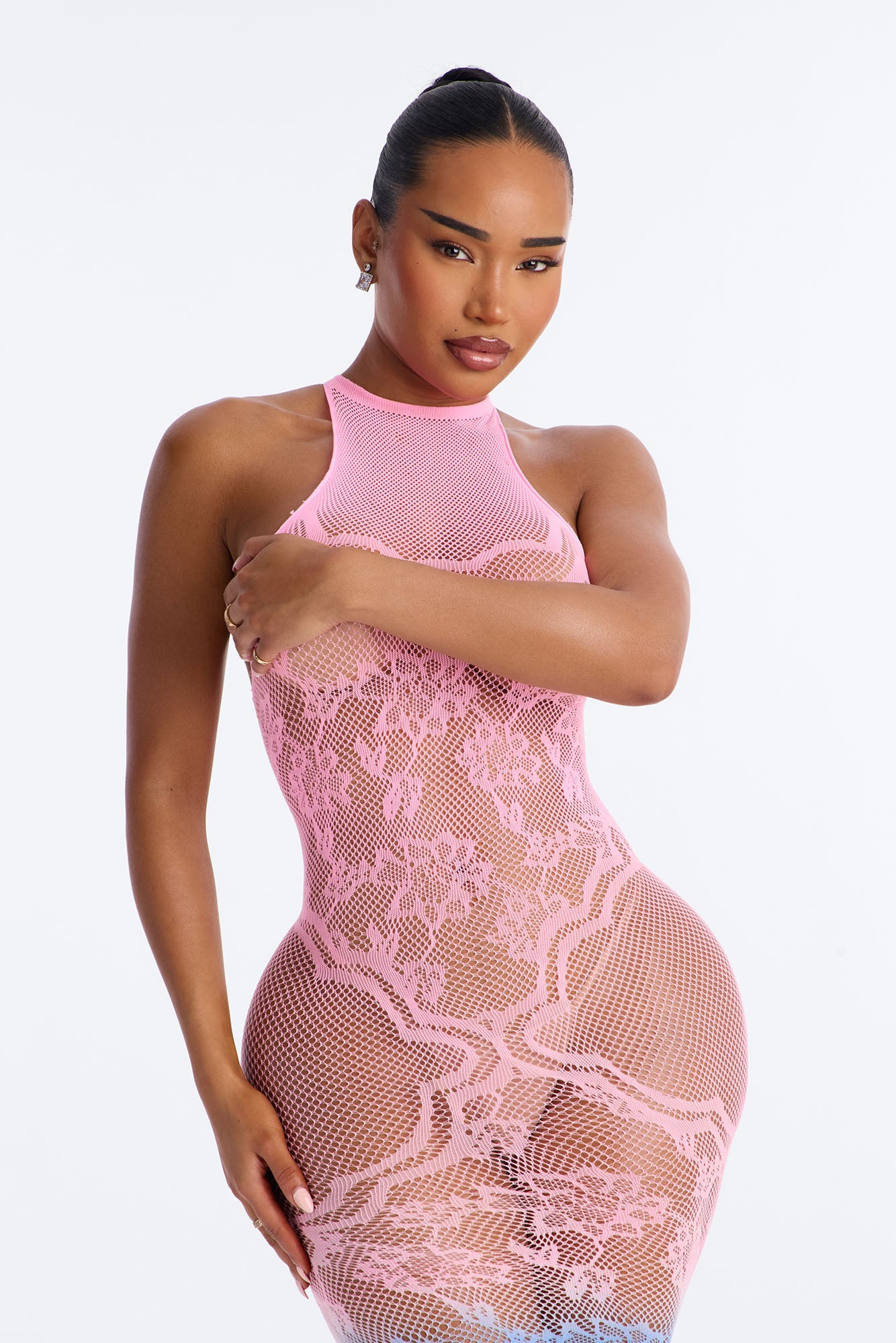 Feels Just Right Ombre Maxi Bodystocking Dress - Purple/combo