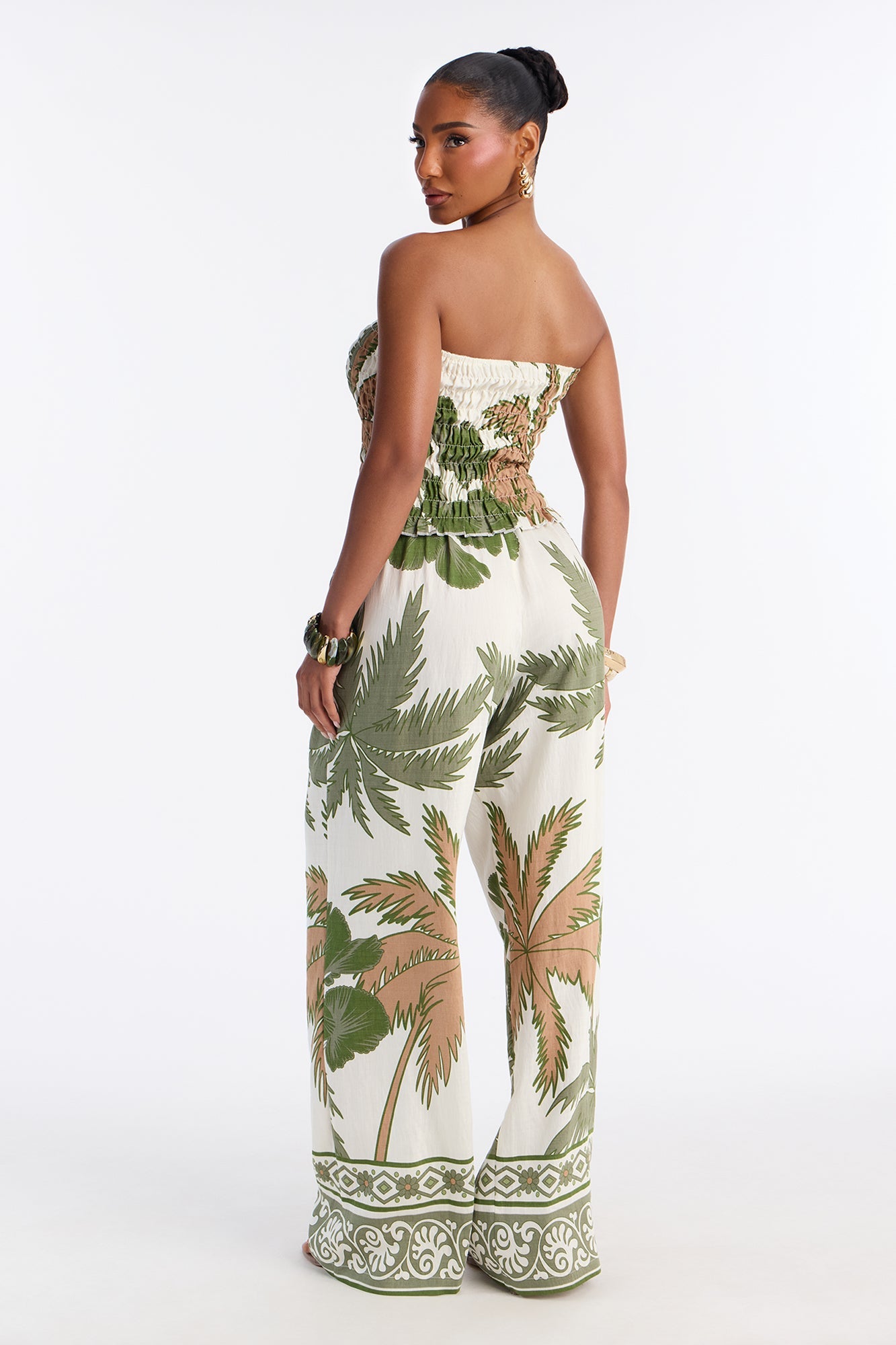 Palm Paradise Strapless Pant Set - Olive/combo